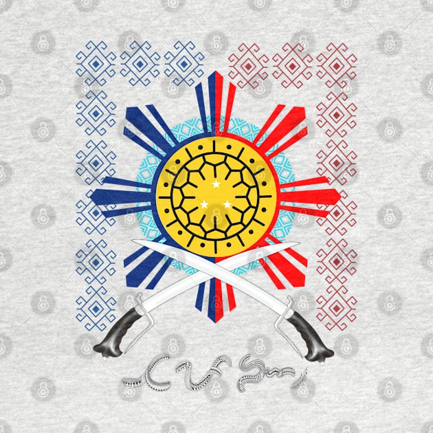 Philippine Sun / Philippine Swords (Ginunting) / Baybayin word Tapang (Courage) by Pirma Pinas